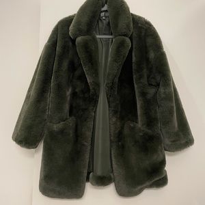 Zara Green Faux Fur Coat